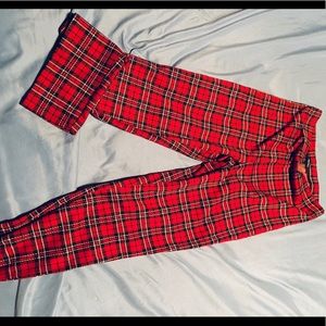 Plaid red pants